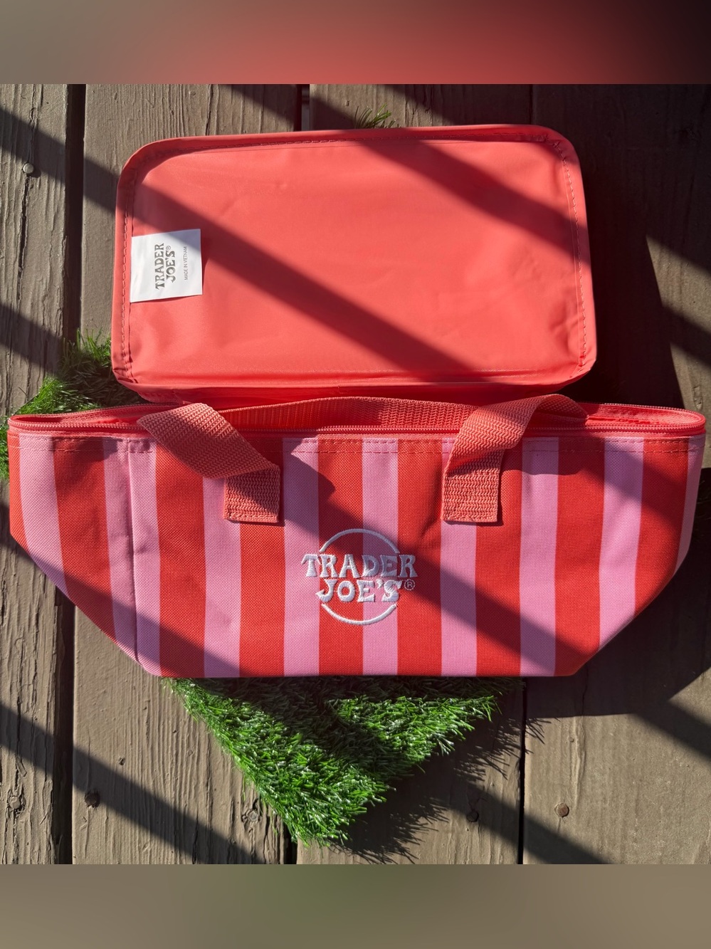 🩷Trader Joe’s Summer Edition Striped Pink & Red Mini Insulated Bag ☀️